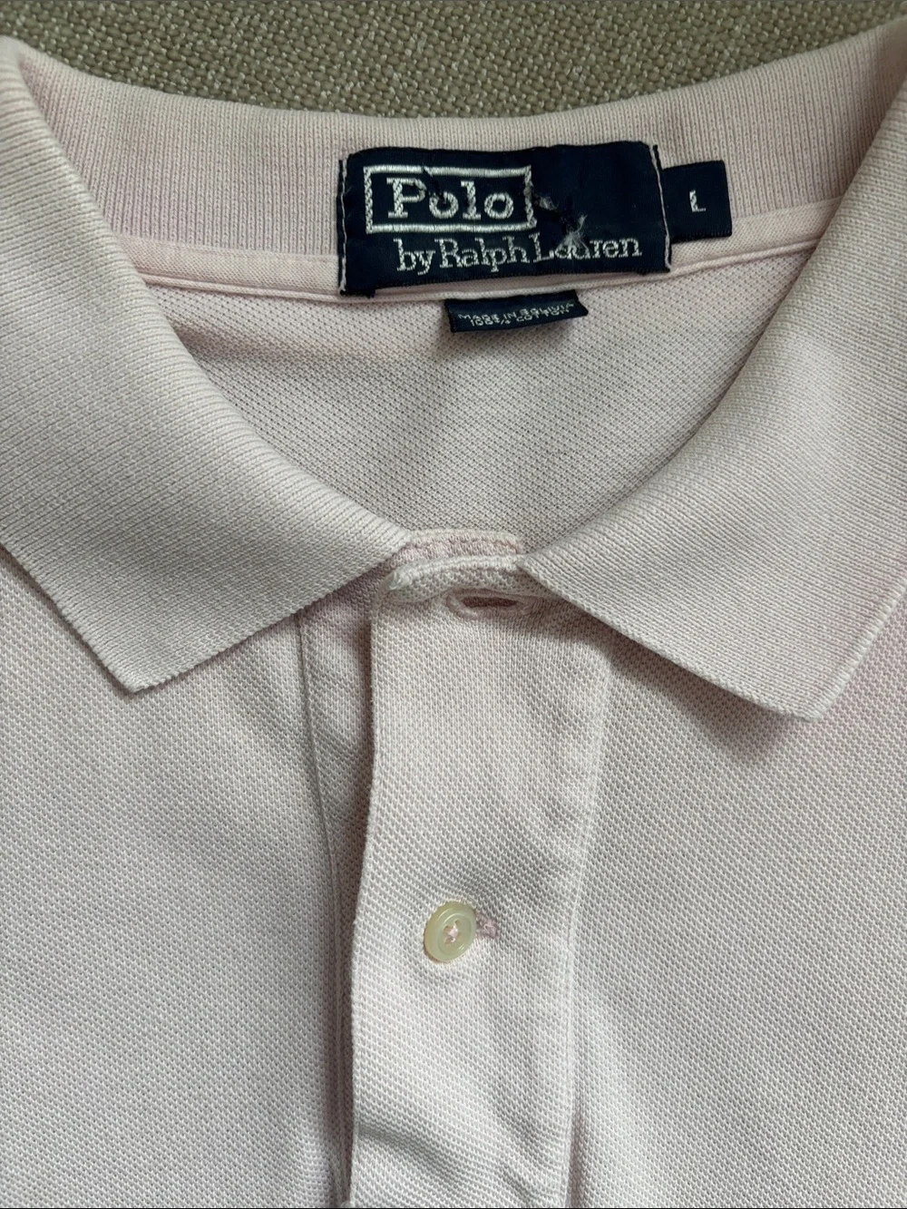 Ralph Lauren Men’s Pale Pink Polo with Blue Pony Logo